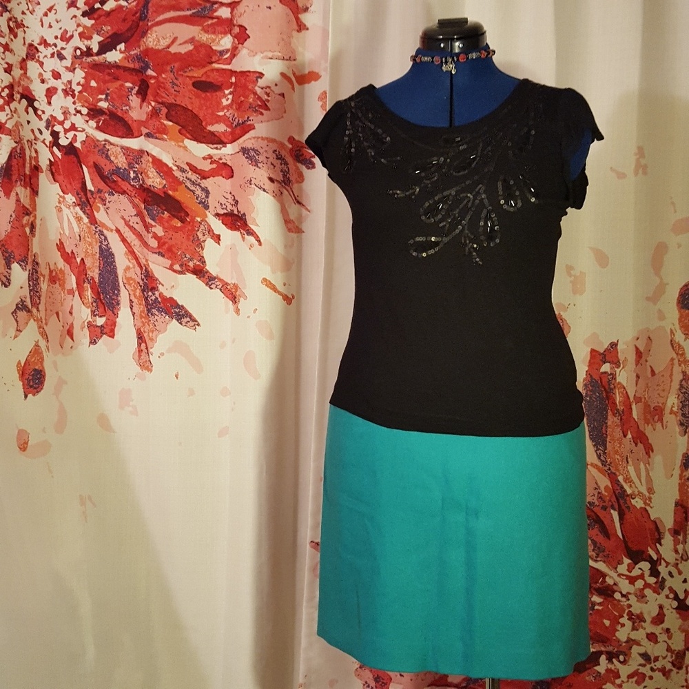 Anne Taylor Bold Teal Mini Skirt